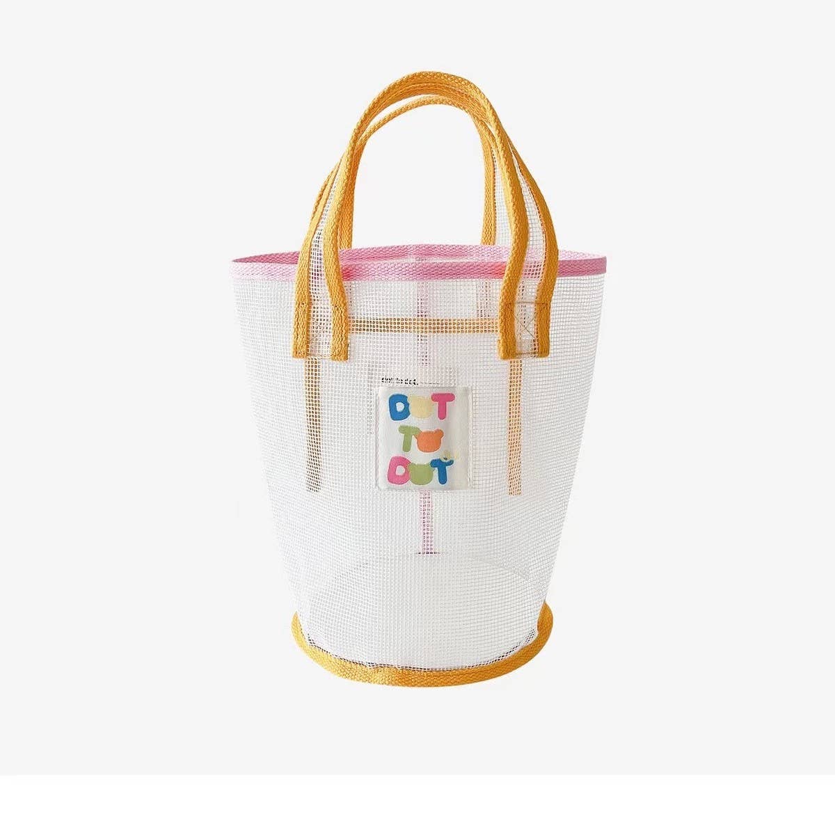 CONTRASTING COLOR MESH BEACH BUCKET BAG STORAGE BAG_CWAB1918