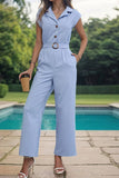 Cwsbssl0092_Lapel Commuter Style Solid Color Straight Jumpsu