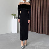 Stylish Elegant One-Line Shoulder Slim-Fit Dress
