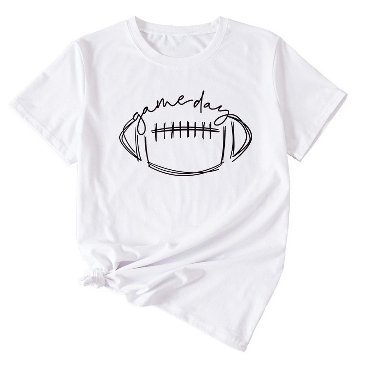 Wome Casual Tee With Fun Football Print_Cwdsd8368