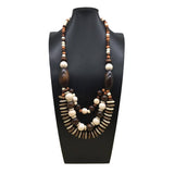 Wooden Beads Multi-Layer Handmade Long Necklace_Cwmm4921