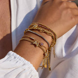 18K GOLD PINK ZIRCON ROUND CHAIN BRACELET STEEL_CWAJE4678