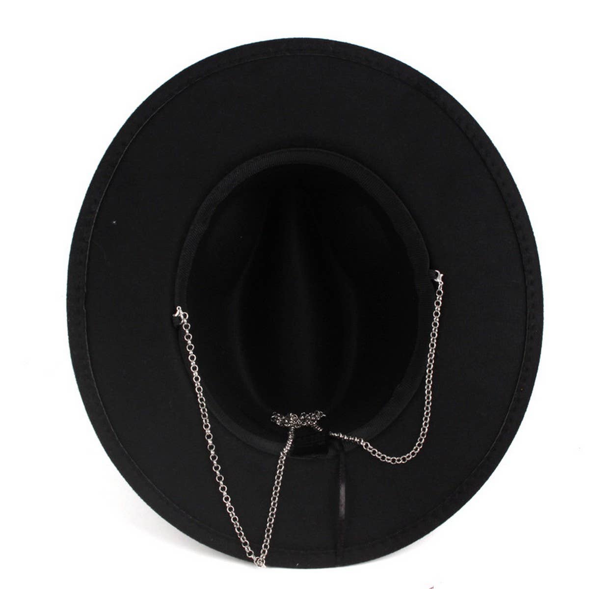 SIMPLE CHAIN PEARL STYLE FASHIONABLE PANAMA HAT_CWAH1892