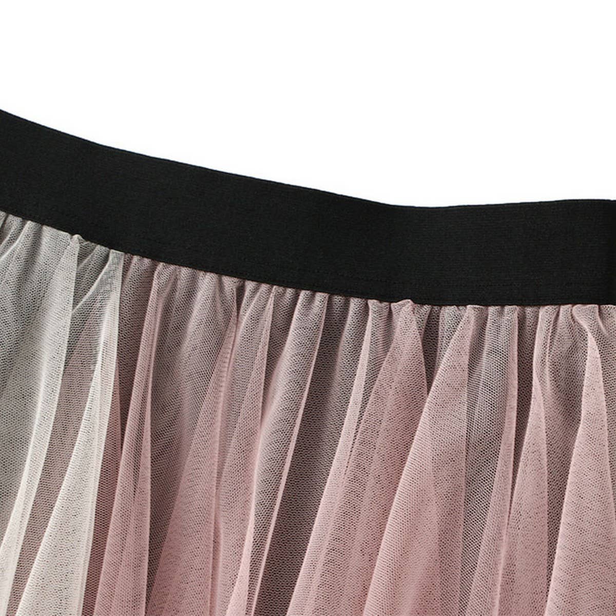 COLORBLOCK LAYERED TULLE IRREGULAR MIDI SKIRT_CWBMS0385