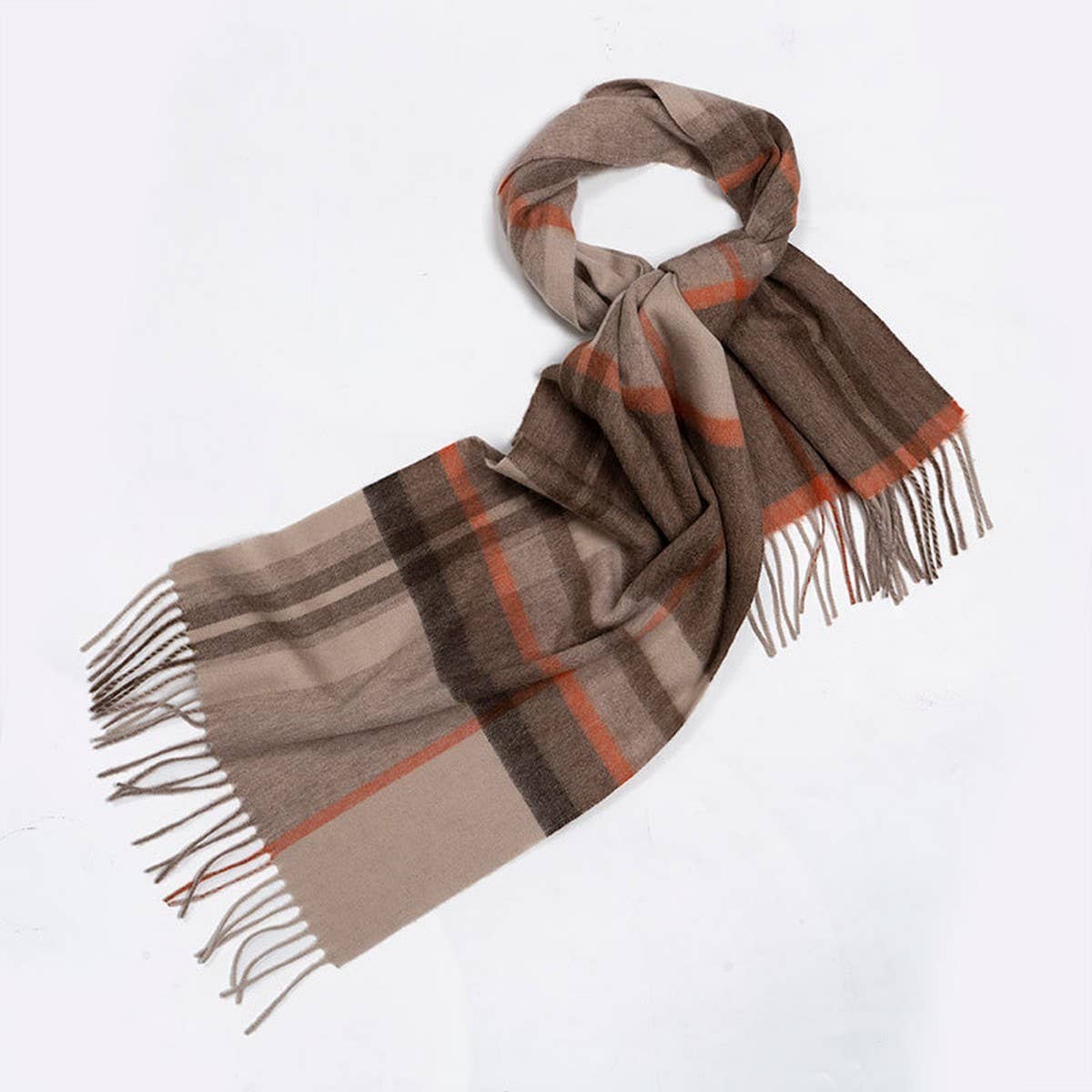 100% WOOL PLAID SCARF SOFT REVERSIBLE WRAP_CWASC2348