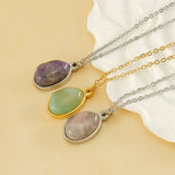Irregular Natural Stone Titanium Steel Clavicle Chain