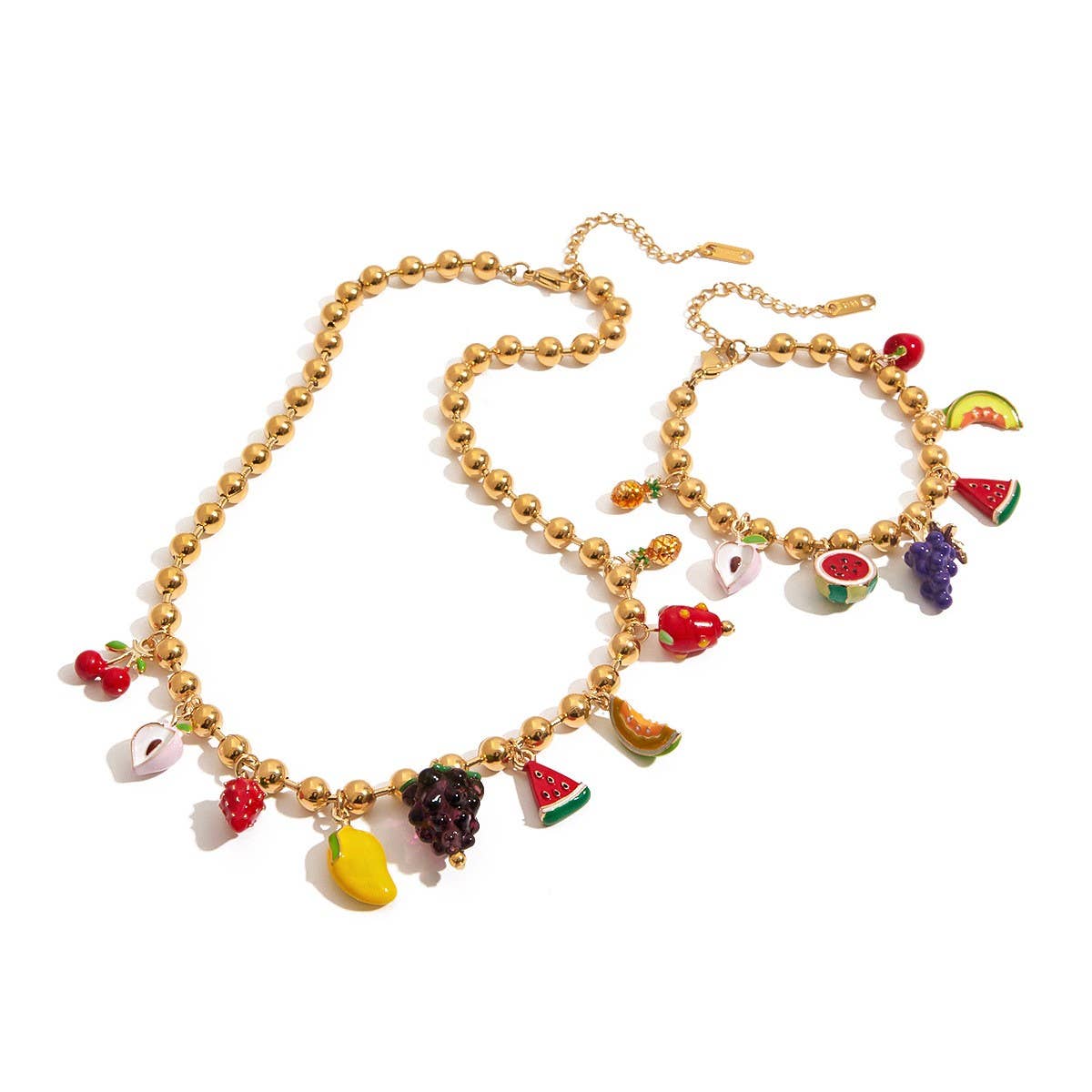 ELEGANT 18KGOLD STAINLESSSTEEL FRUIT CHARMBRACELET_CWAJE4831