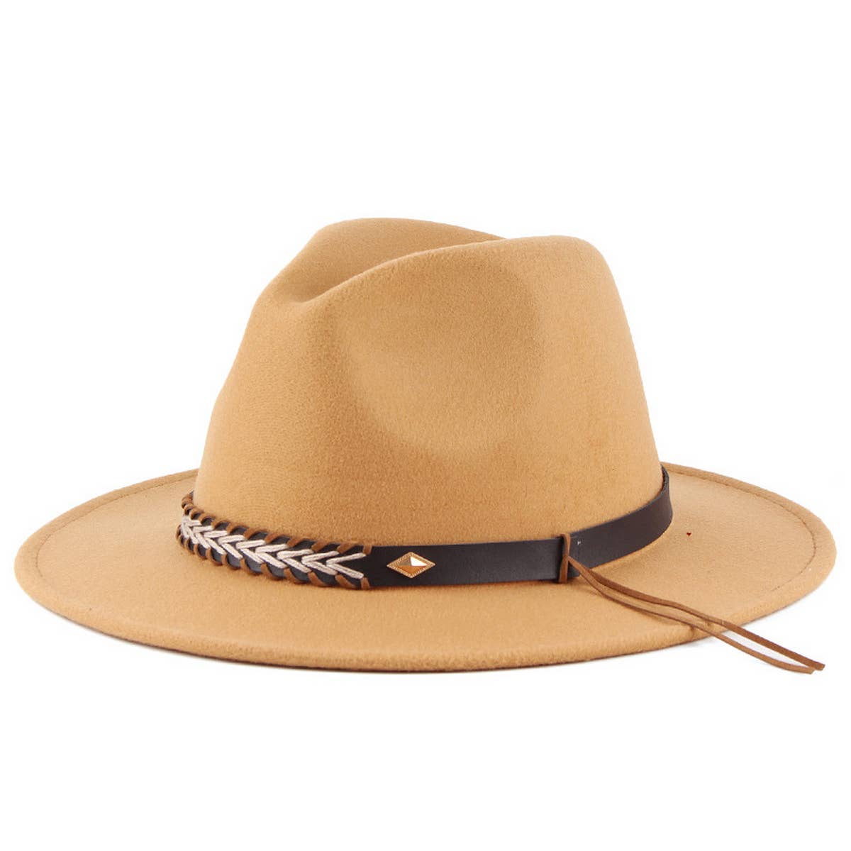 SIMPLE BELT BUCKLE FELT HAT JAZZ HAT_CWAH0751
