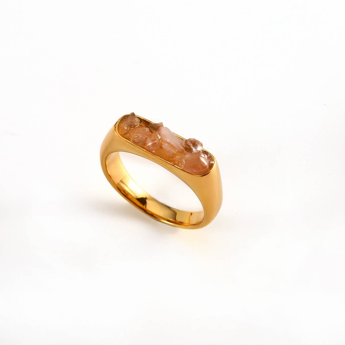 DESIGNER 18K STEEL RING WITH CRUSHED GEMSTONE_CWMM8933