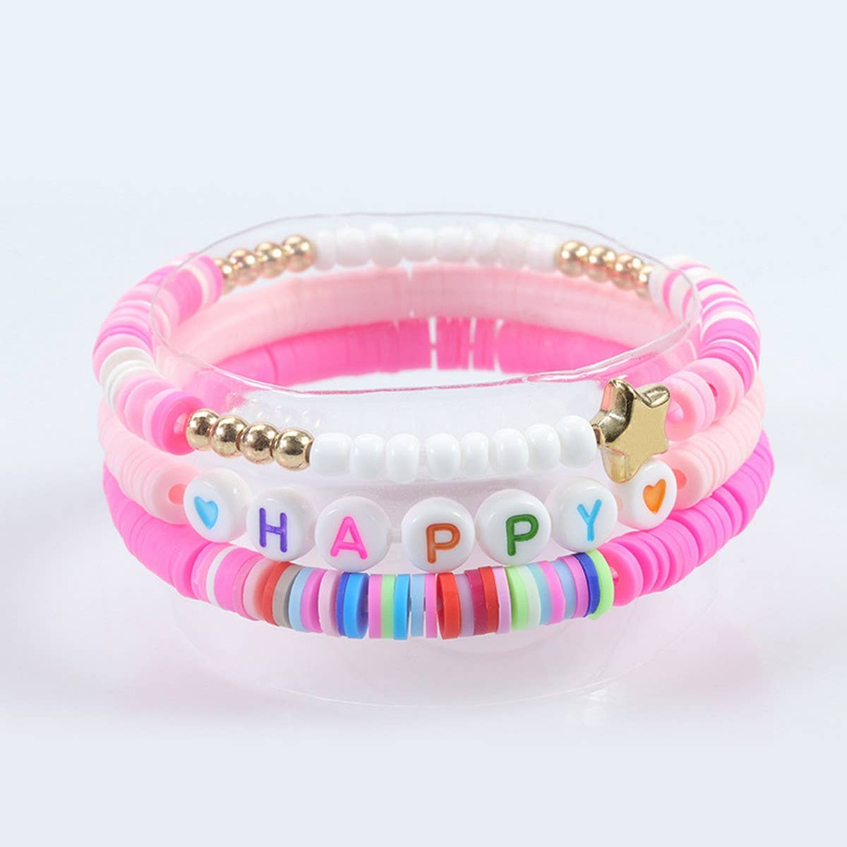5PCS SMILING FACE LETTER BEAD BRACELET SET_CWMM0537