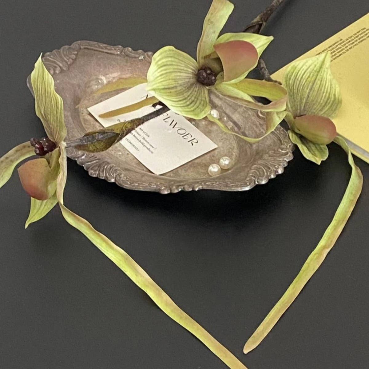 ARTIFICIAL 3 HEAD LEAFLESS SLIPPER ORCHID STEM_CWMM6519