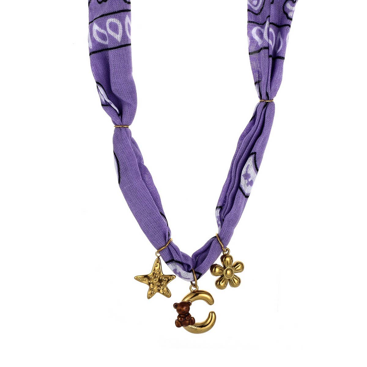 COLORFUL SCARF NECKLACE WITH FRUIT CHARMS_CWMM8801