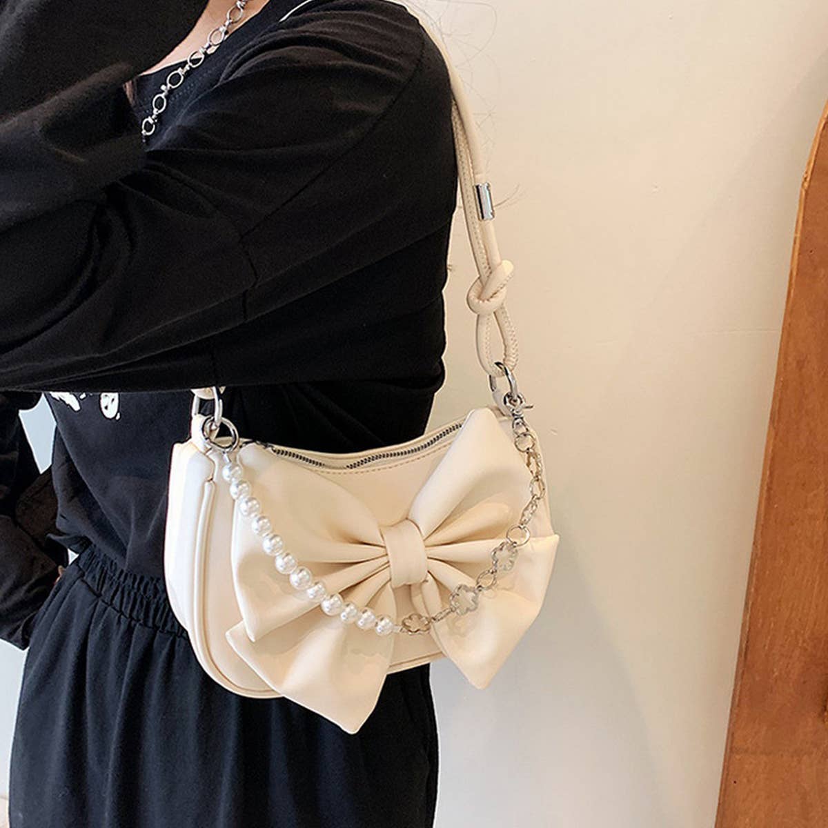 2024 Summer Western Style Shoulder Bow Pearl Bag_Cwab1914