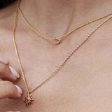 DOUBLE STAR ZIRCONIA STACKING NECKLACE_CWMM5551