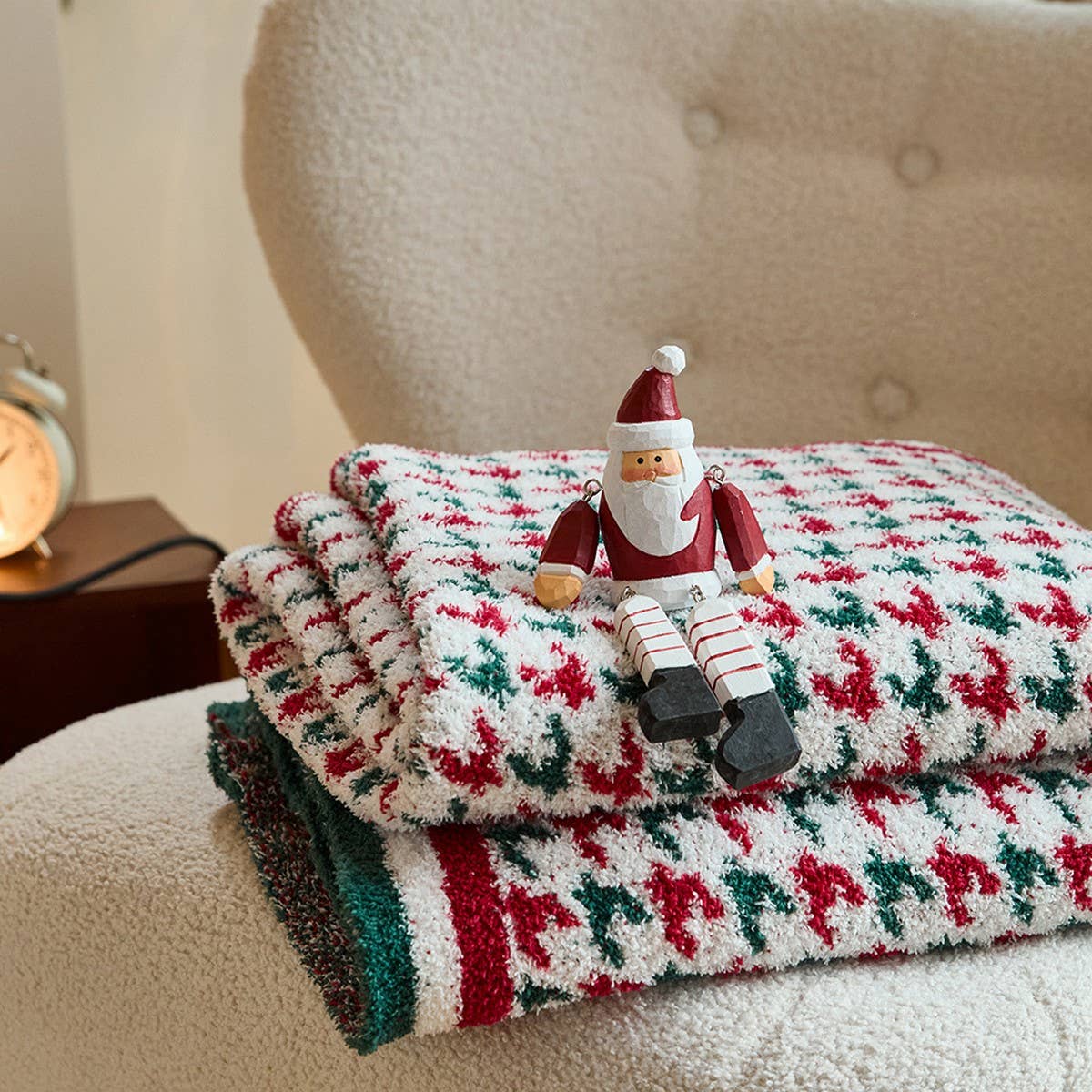 NEW RETRO CHRISTMAS HOUNDSTOOTH KNITTED BLANKET_CWMM2378