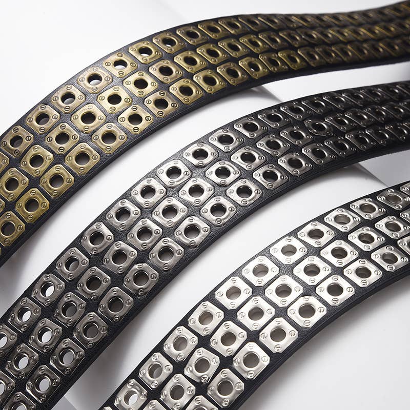 Liuding Hollow Air Eye Punk Style Pu Belt