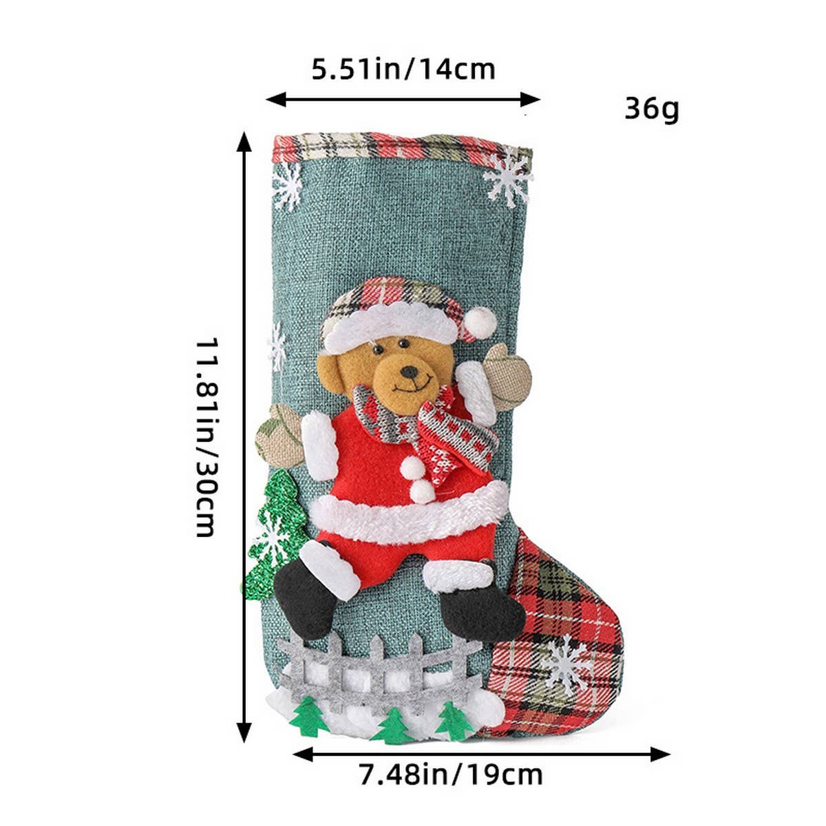 LINEN LARGE CHRISTMAS STOCKING GIFT BAG ORNAMENT_CWMS1432