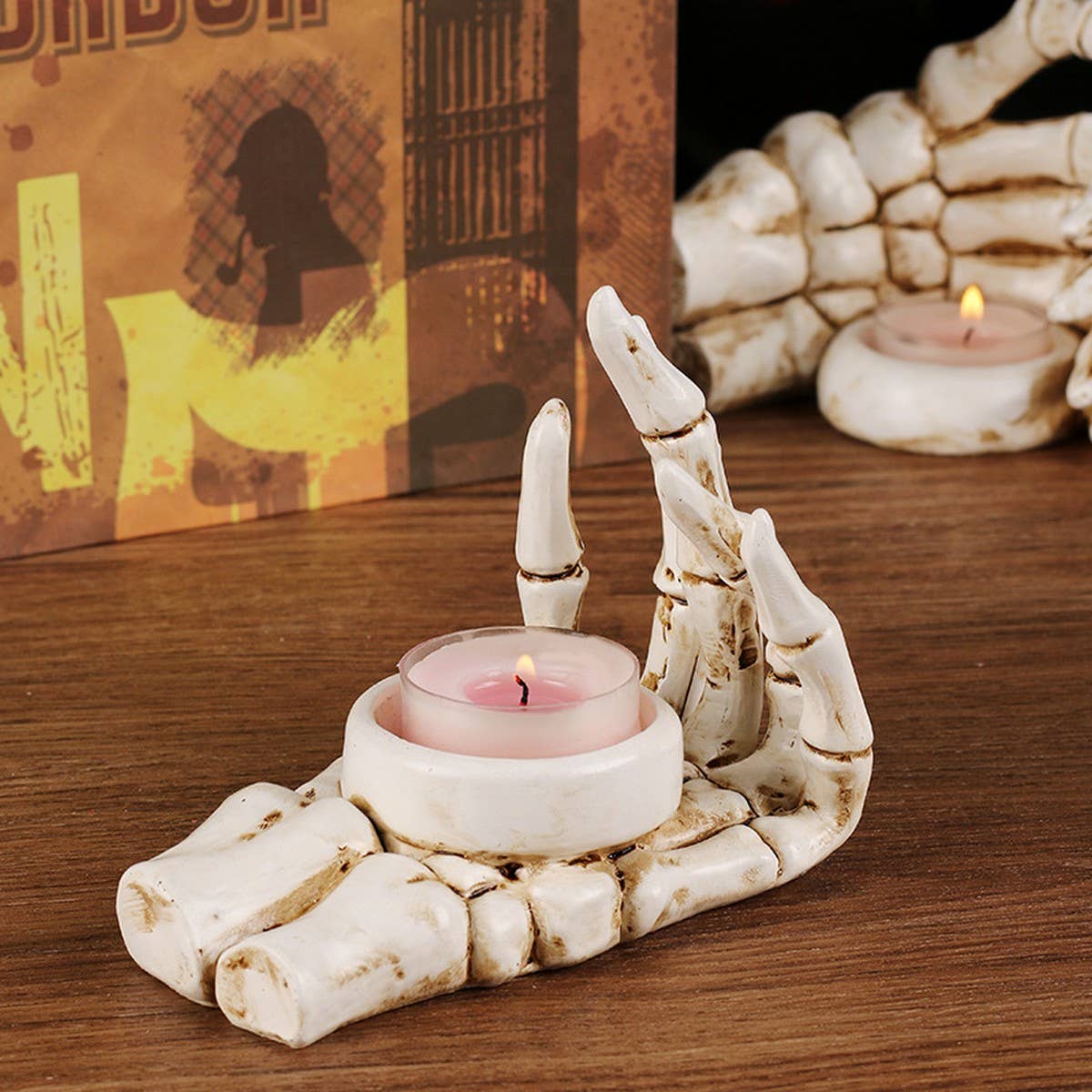 SCARY SKULL HAND RESIN CANDLE HOLDER DECOR_CWMM9862
