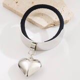 GOLD WATERDROP HEART PENDANT ELASTIC HAIR TIE_CWAHA6186