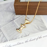 COLORFUL ZIRCONIA HEART LETTER PENDANT NECKLACE_CWMM5875