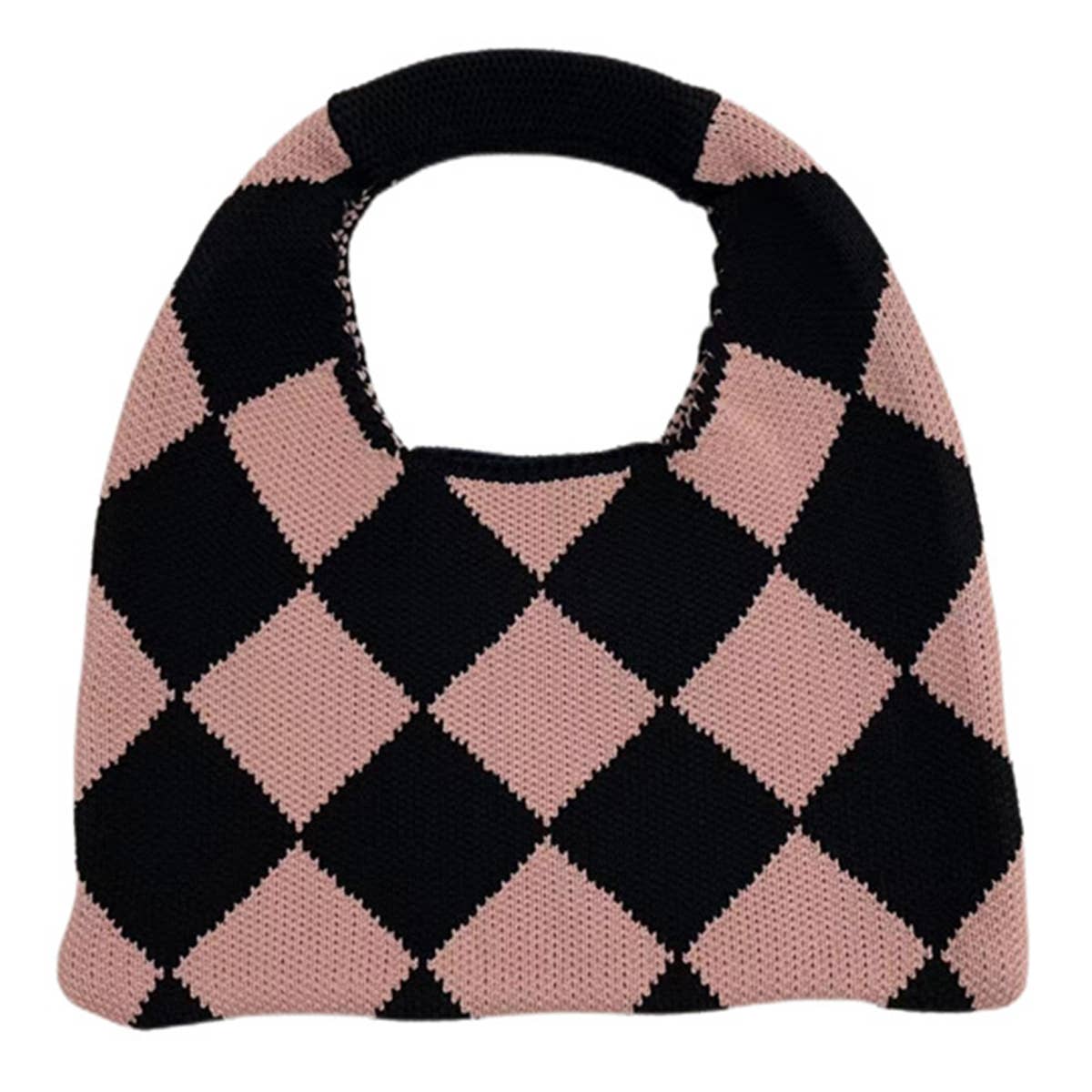 Women Casual Plaid Knitted Clutch Bag_Cwab0855