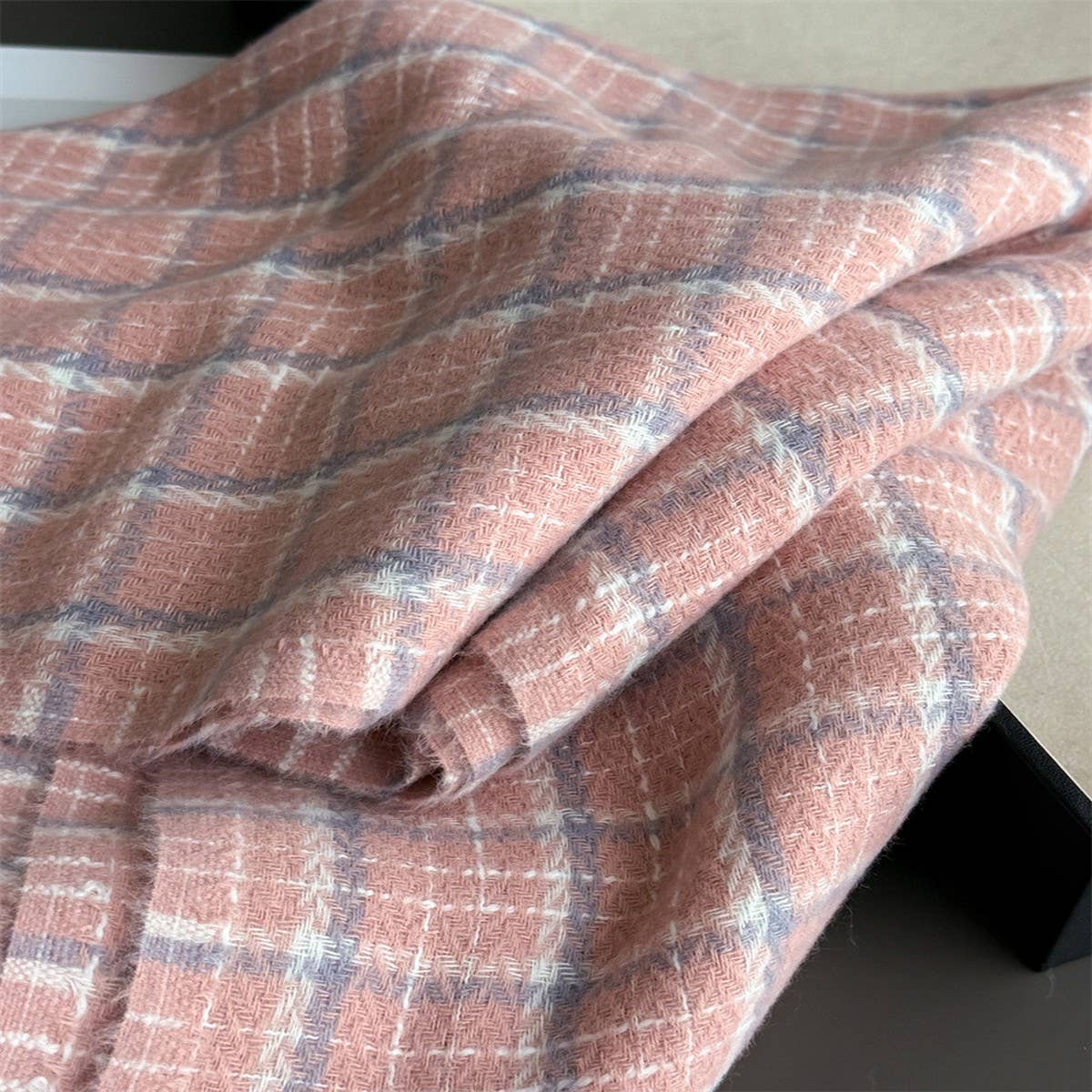 Vintage Plaid Winter Cashmere Feel Tassel Scarf_Cwasc03259