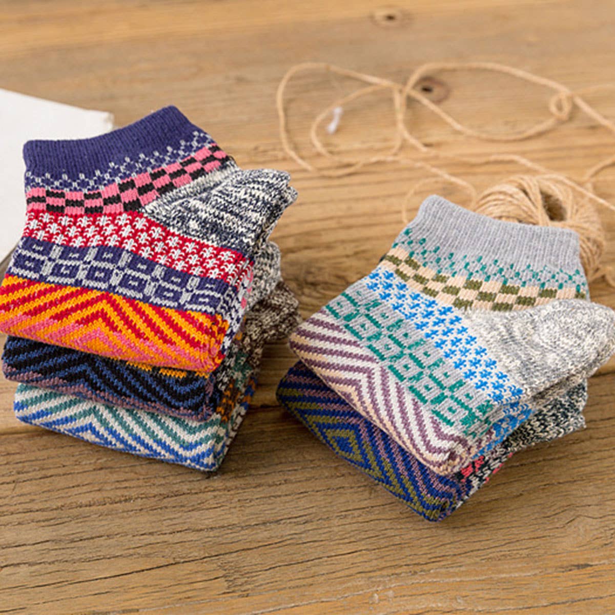 5PCS SET ALPACA VINTAGE FLORAL PATTERN SOCKS_CWMS0207