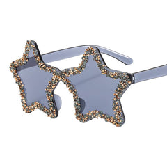 FRAMELESS HAND PAINTED DIAMOND STAR SUNGLASSES_FRAMELESS HAN