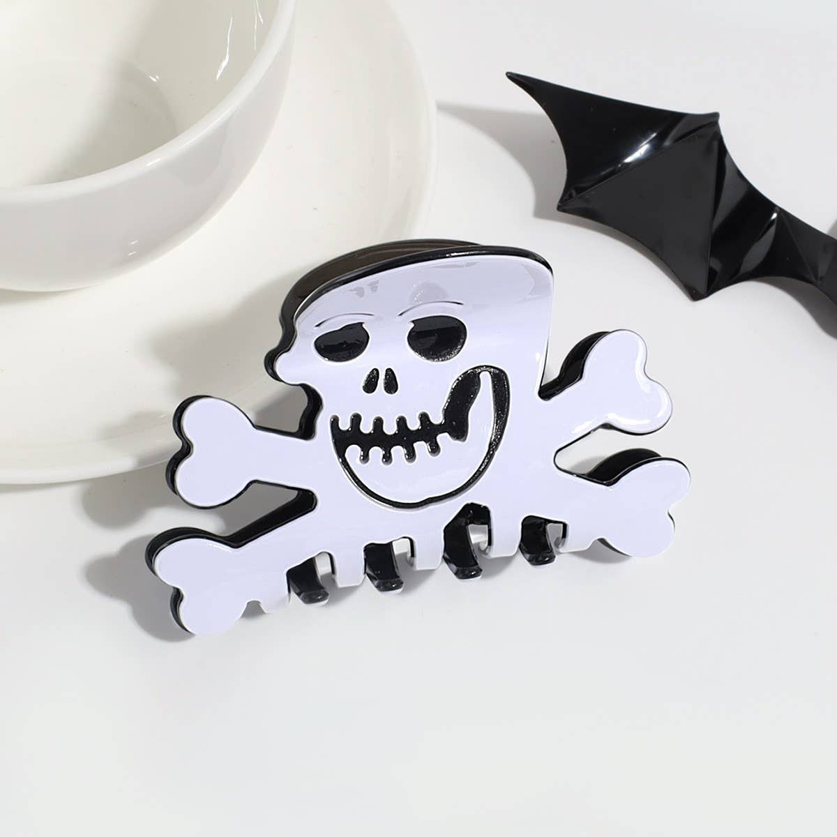 Halloween Acetate Hair Claw?Witch & Bat Design_Cwaha07286