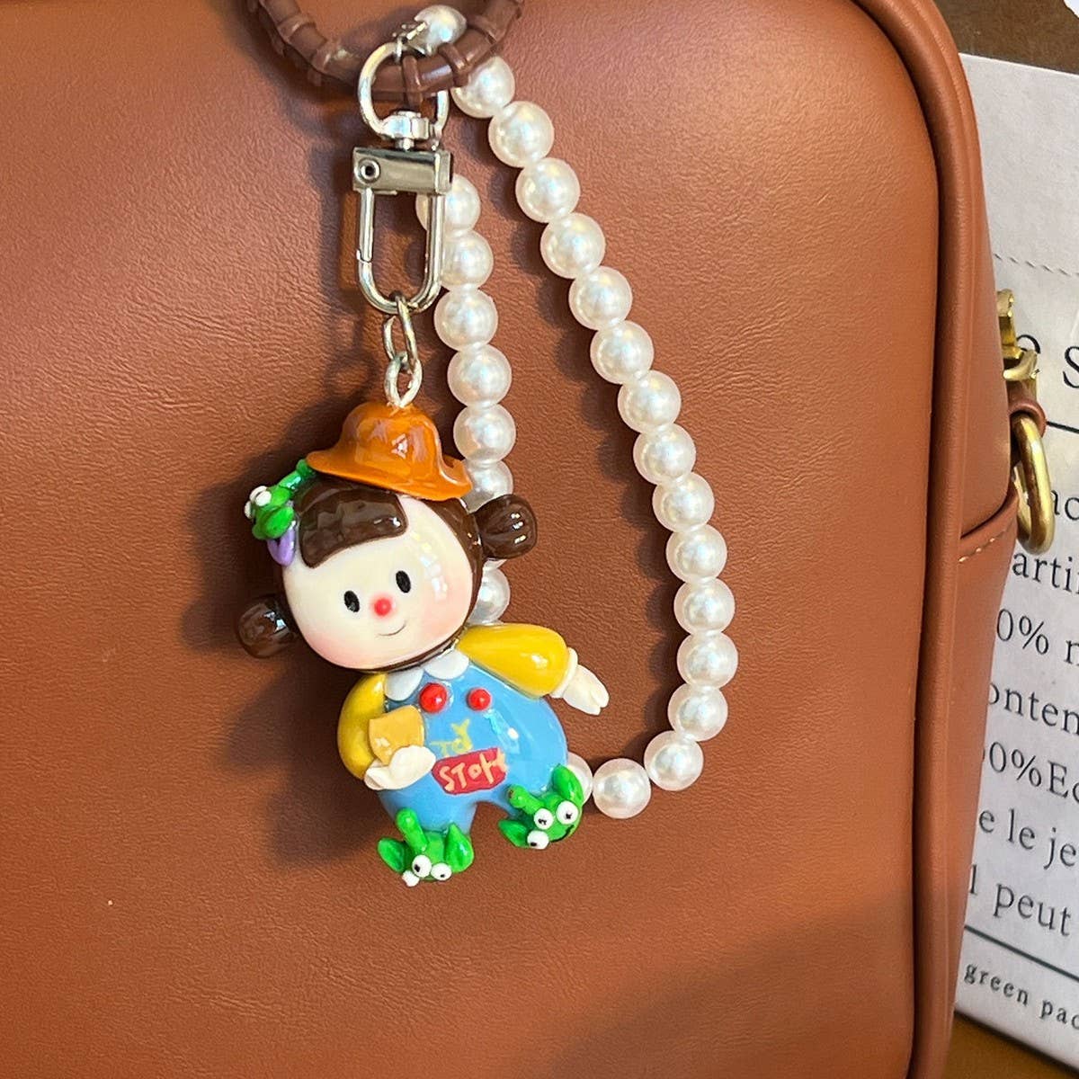 NEW CARTOON CLAY KEYCHAIN PEARL CHAIN GIFT CHARM_CWMM7879