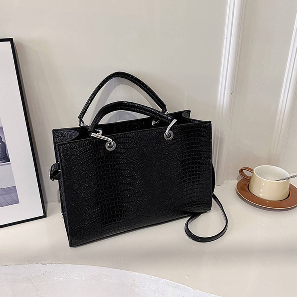 FASHION RETRO TEXTURE CROCODILE PATTERN HANDBAG_CWAB3330