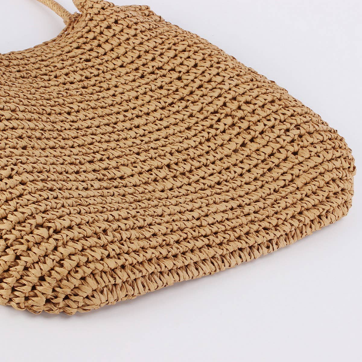 SOLID COLOR HANDMADE PLEATED PAPER ROPE WOVEN BAG_CWAB4711