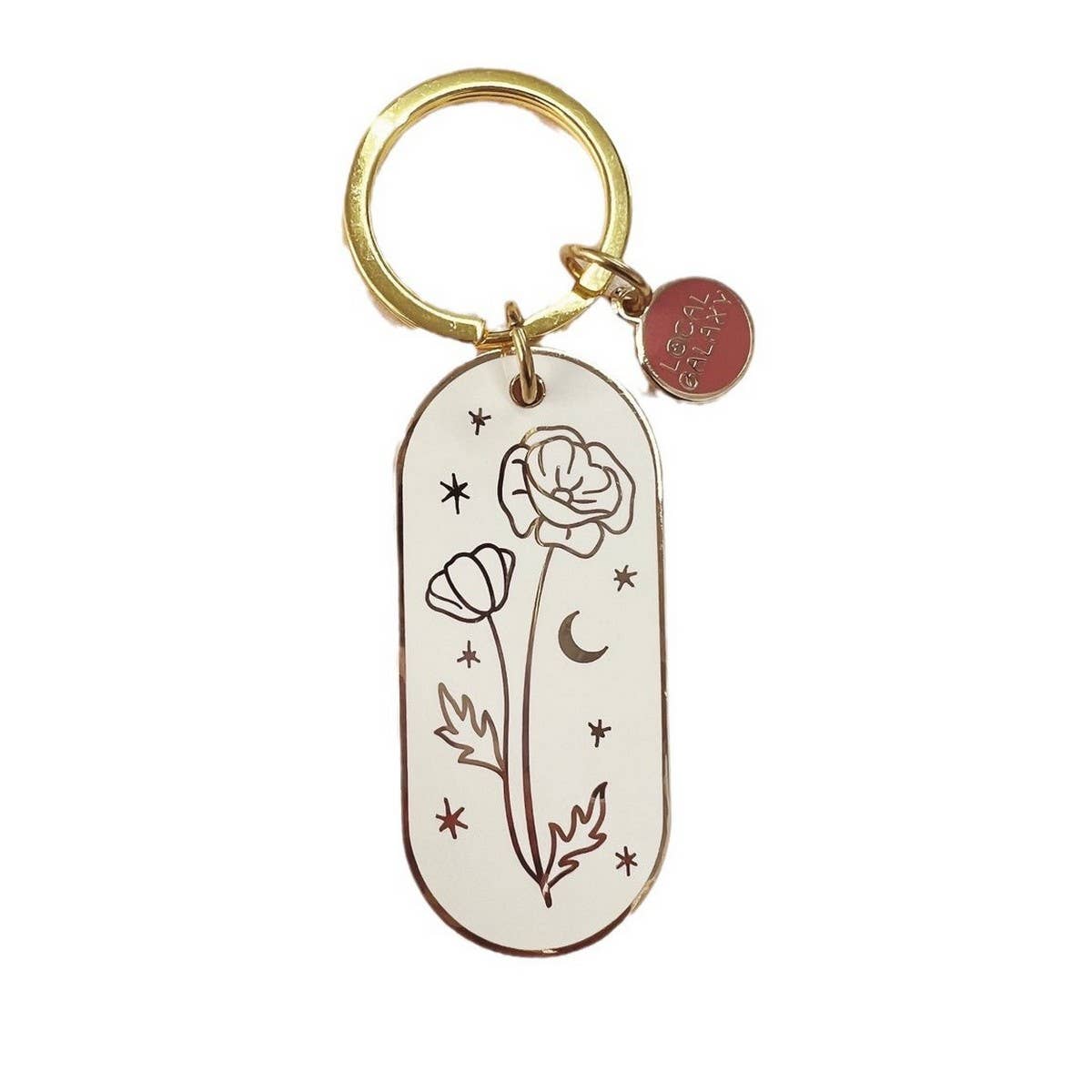 BOTANICAL ENAMEL KEYCHAIN WITH BIRTH FLOWER_CWMM9838