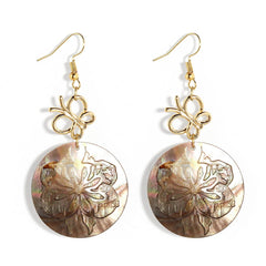 FASHION HOLLOW BLACK SHELL DISC CARVED EARRING_CWMM4367