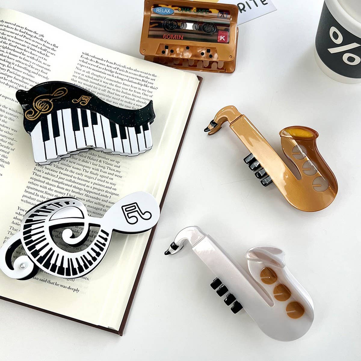 MUSIC NOTE HAIR CLAW ACETATE PIANO SAX DESIGN_CWAHA5754