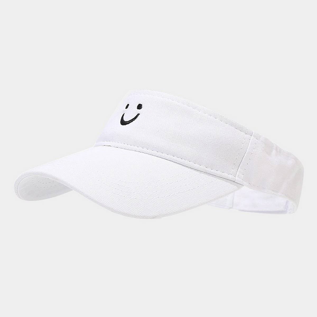 CUTE SMILE EMBROIDERED VISOR SUMMER SUN HAT_CWAH3289