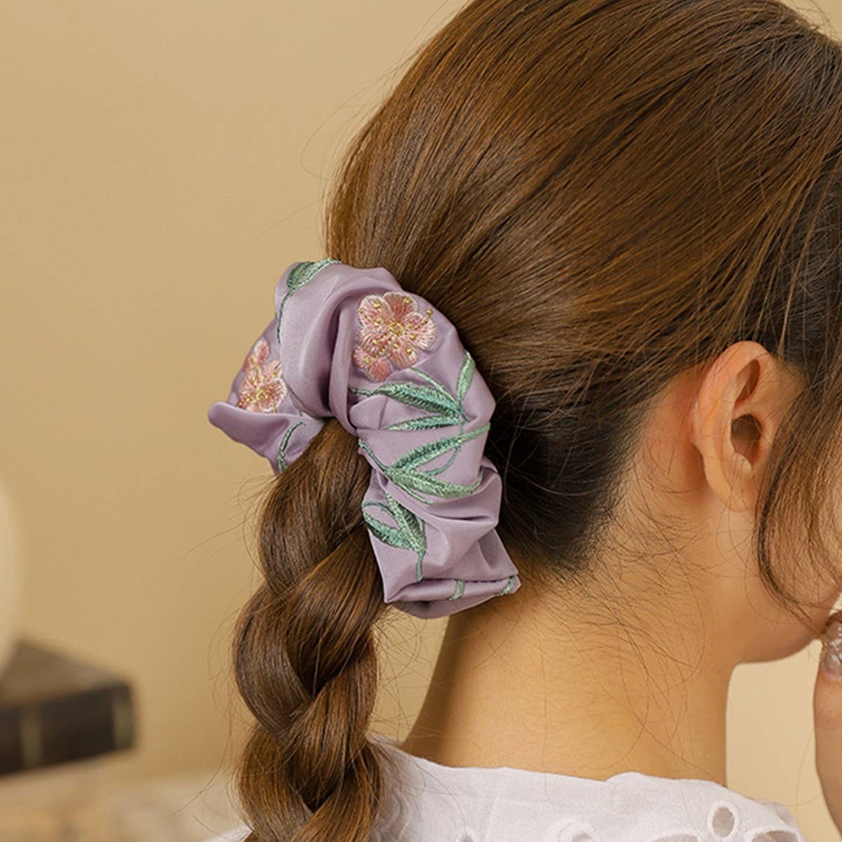 OLEANDER EMBROIDERED HAIR TIE FOR HANFU QIPAO_CWAHA5410