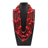 Wooden Beads Multi-Layered Red Beaded Necklace_Cwmm4970