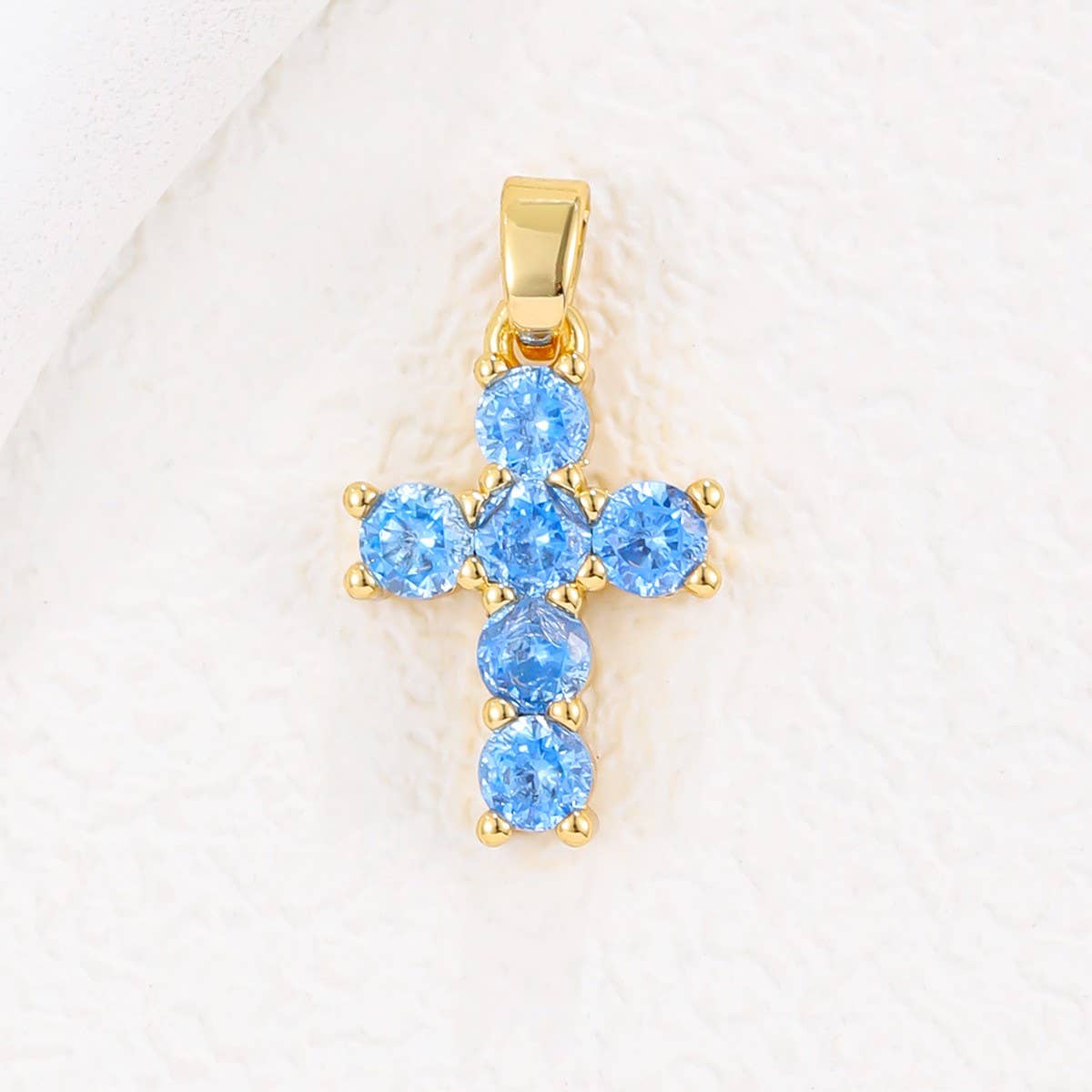 COLORFUL ZIRCON DECEMBER CROSS PENDANT NECKLACE_CWMM5872