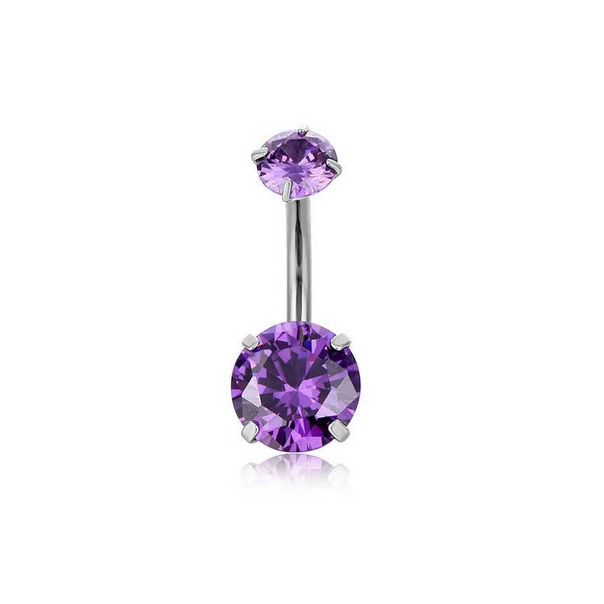 DOUBLE CZ BALL BELLY RING PRONG SET DESIGN_CWMM9189