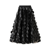 3D POLKA DOT TULLE A LINE FLARED MIDI SKIRT_CWBMS0379
