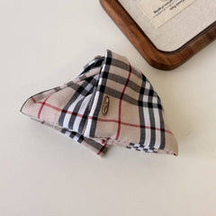 Plaid Bow Banana Hairclip Retro Ponytail Barrette_Cwaha07794