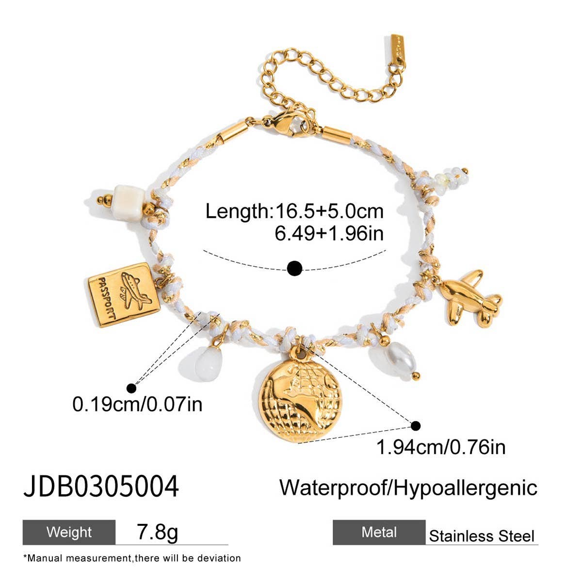 Vacation Style Pink Resin Evil Eye Bracelet