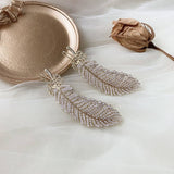 PEARL FEATHER HAIR CLIP GOLD FROG BUCKLE SIDE PIN_CWAHA4704