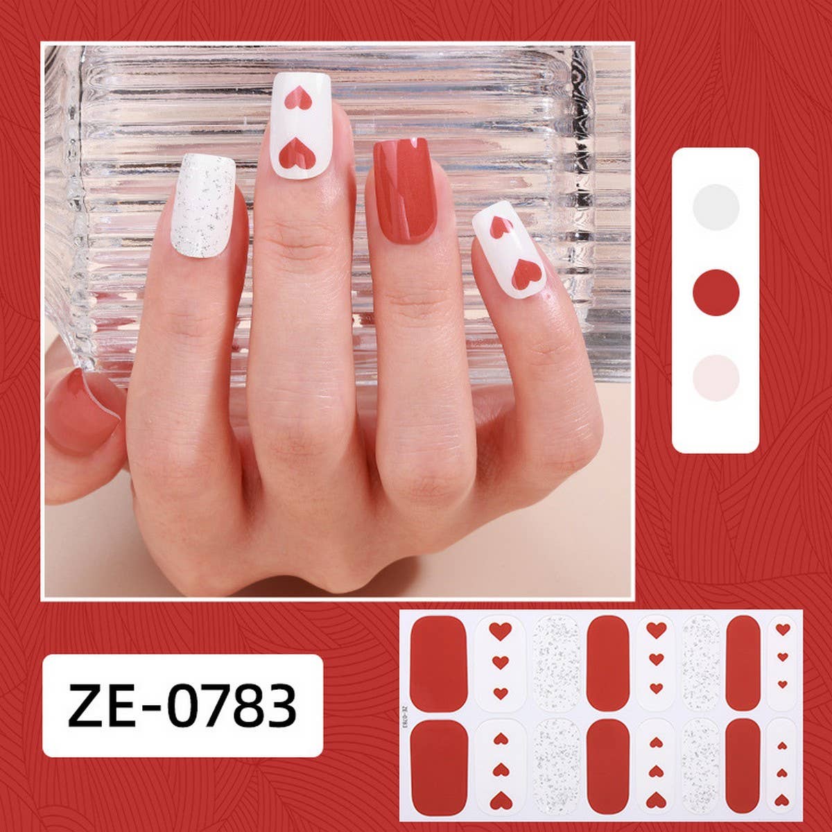 Valentine Pink Heart Lip Nail Stickers_Cwmm11217
