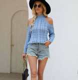 Twisted Half-Shoulder High Neck Knit Jacket
