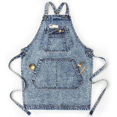 Cwmm1825_Denim Wash Multi-Functional Apron For Home Work