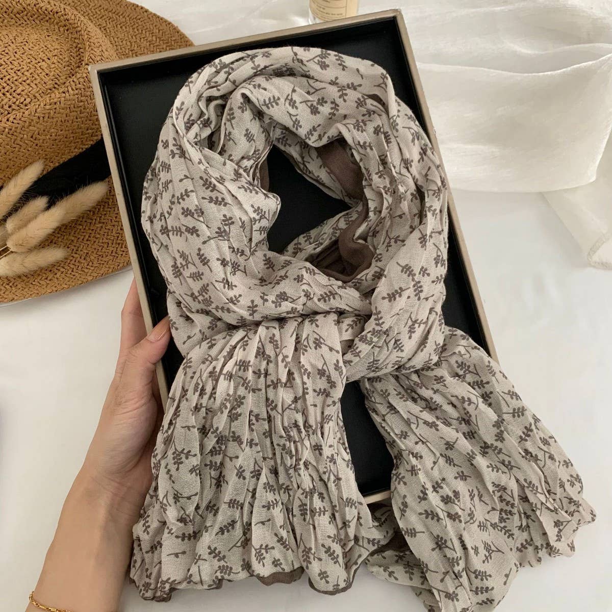 Dual Patchwork Floral Crinkle Scarf Wrap_Cwasc02964