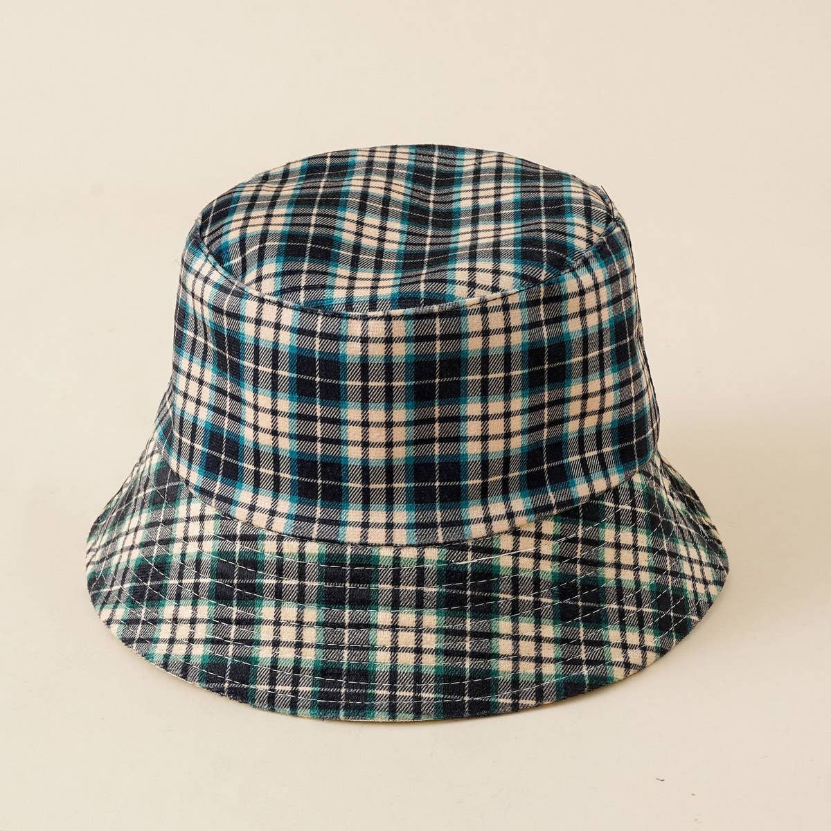 NEW PLAID DESIGN CANVAS SUN BUCKET HAT_CWAH1441