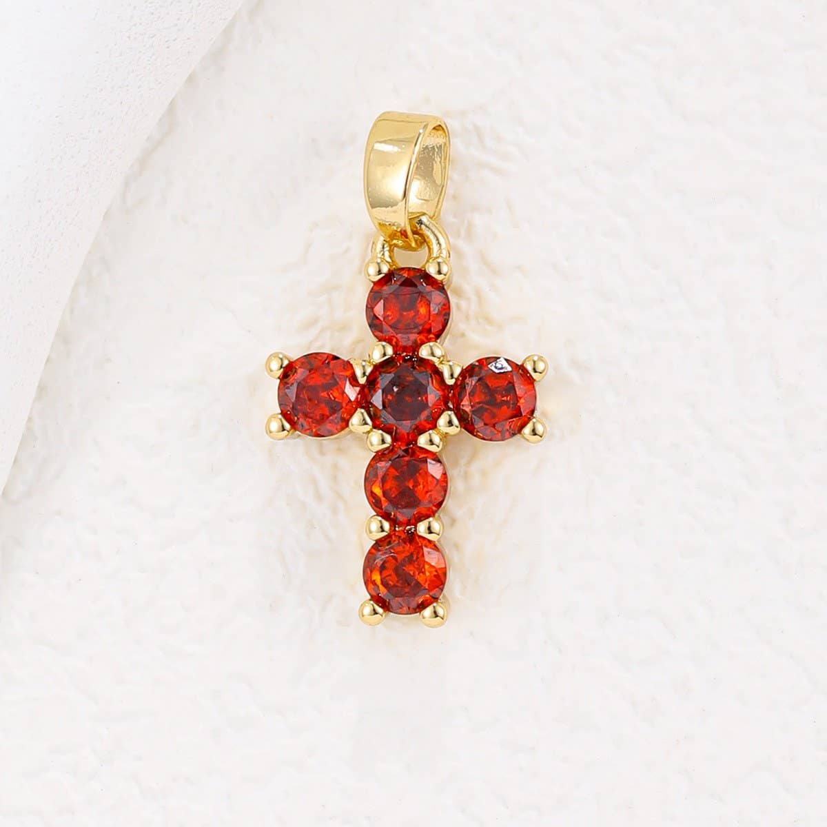 COLORFUL ZIRCON DECEMBER CROSS PENDANT NECKLACE_CWMM5872